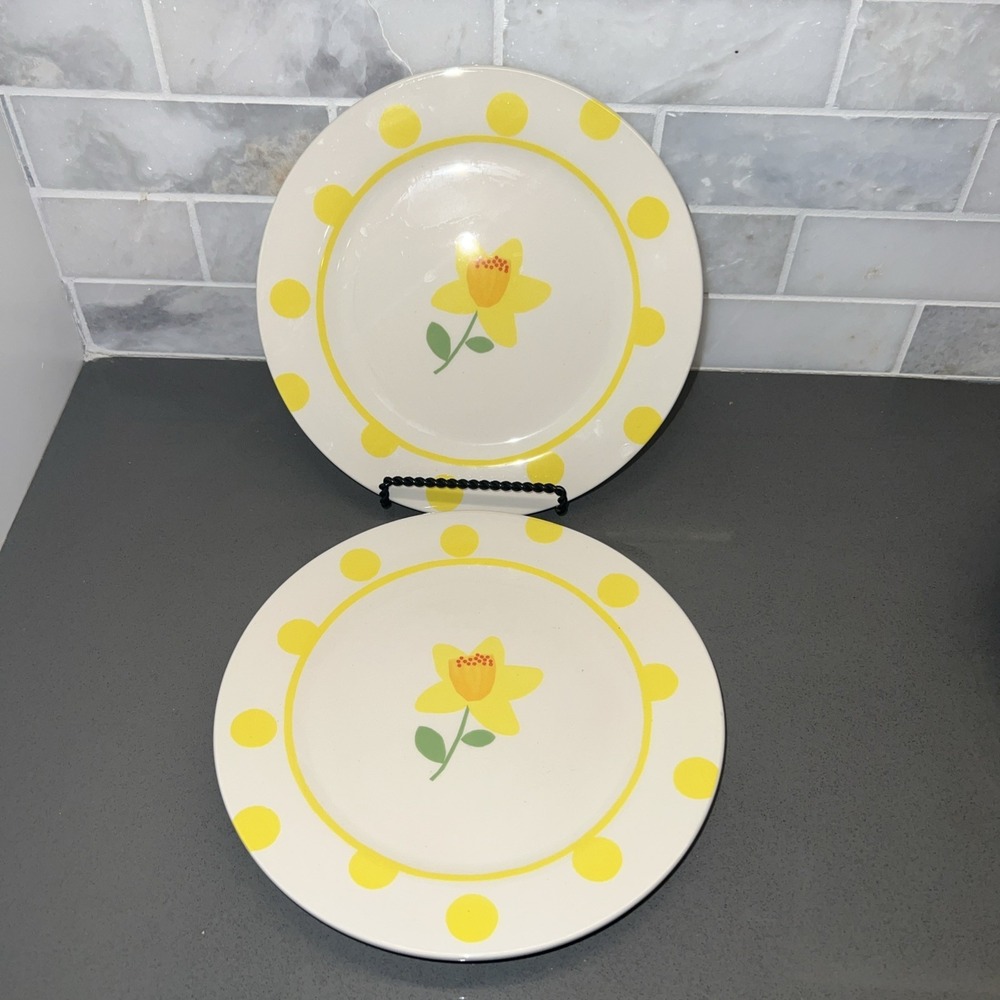 Set Of Two 8" HOLIDAY HOME Snack Pottery Plates